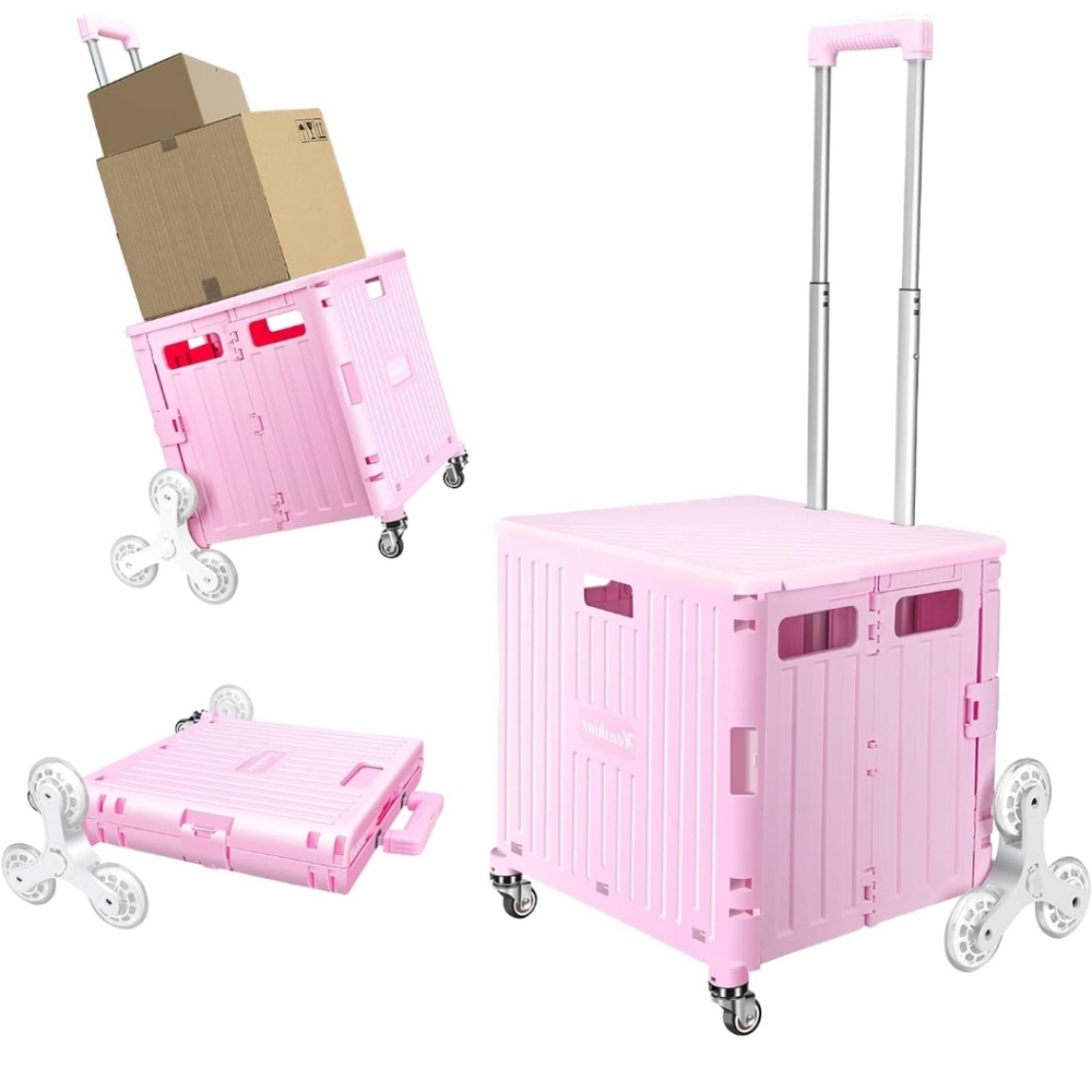 Rolling Storage Cart *STAIR CLIMBING Wheels, Foldable Crate *NEW * - Picture 1 of 5